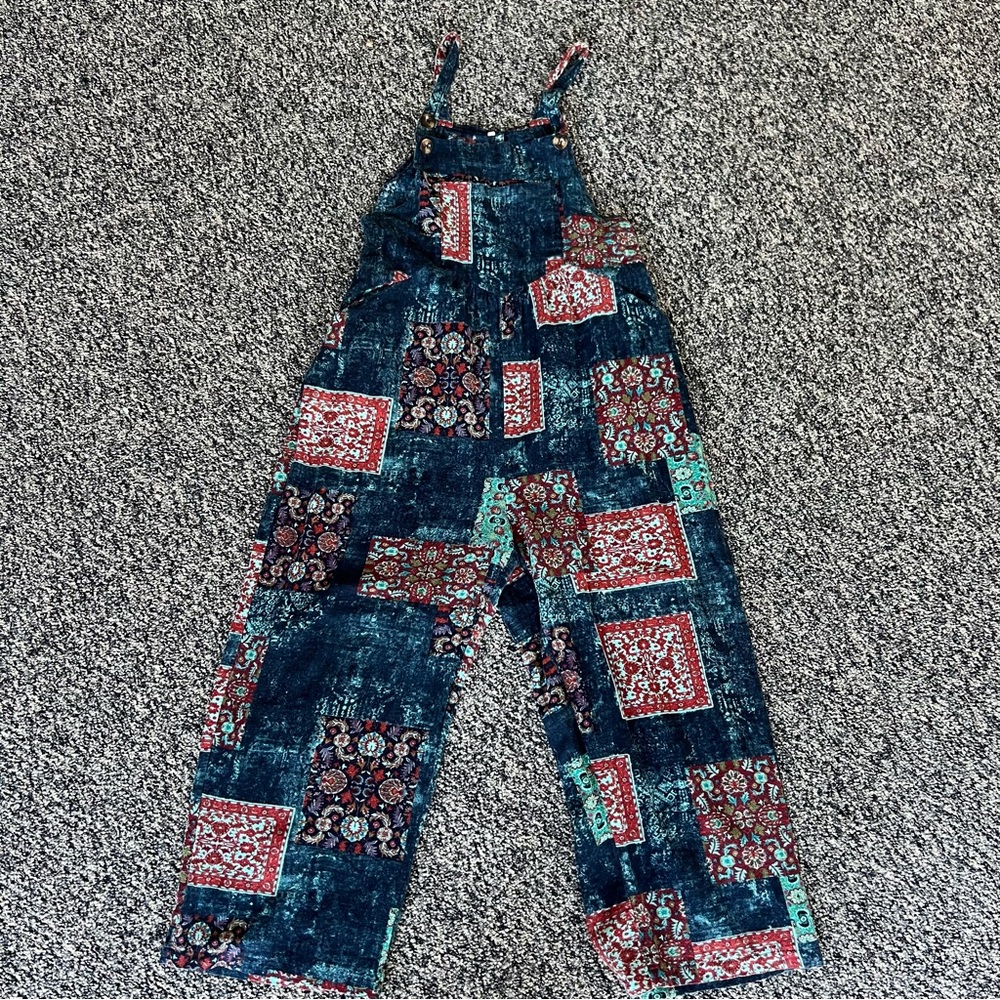 Cotton Blend Boho Patchwork Overalls - image 3